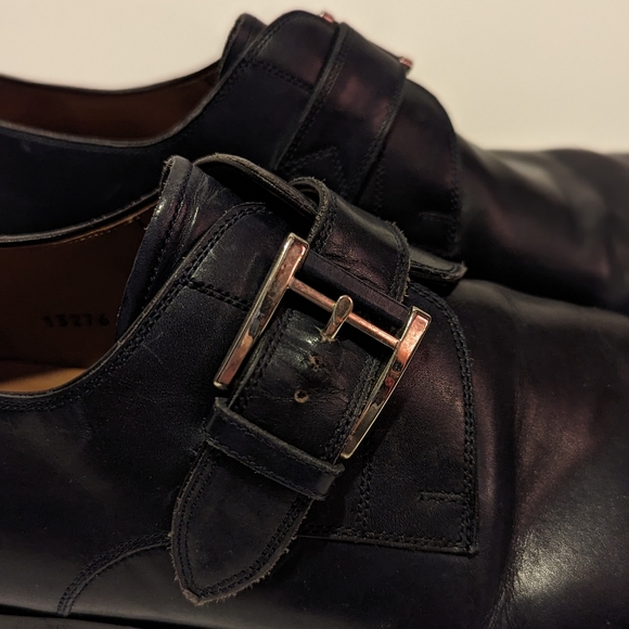 Magnanni Mens Black Leather Adjustable Single Monk Strap Dress Shoes Men\' sz 10 main image 6
